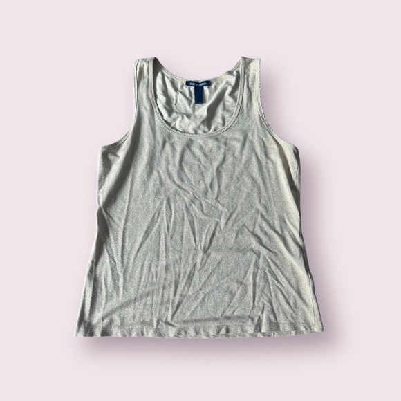 Boston Proper Tops - Women’s Boston Proper Gold Metallic Shimmery Crew Neck Tank Top